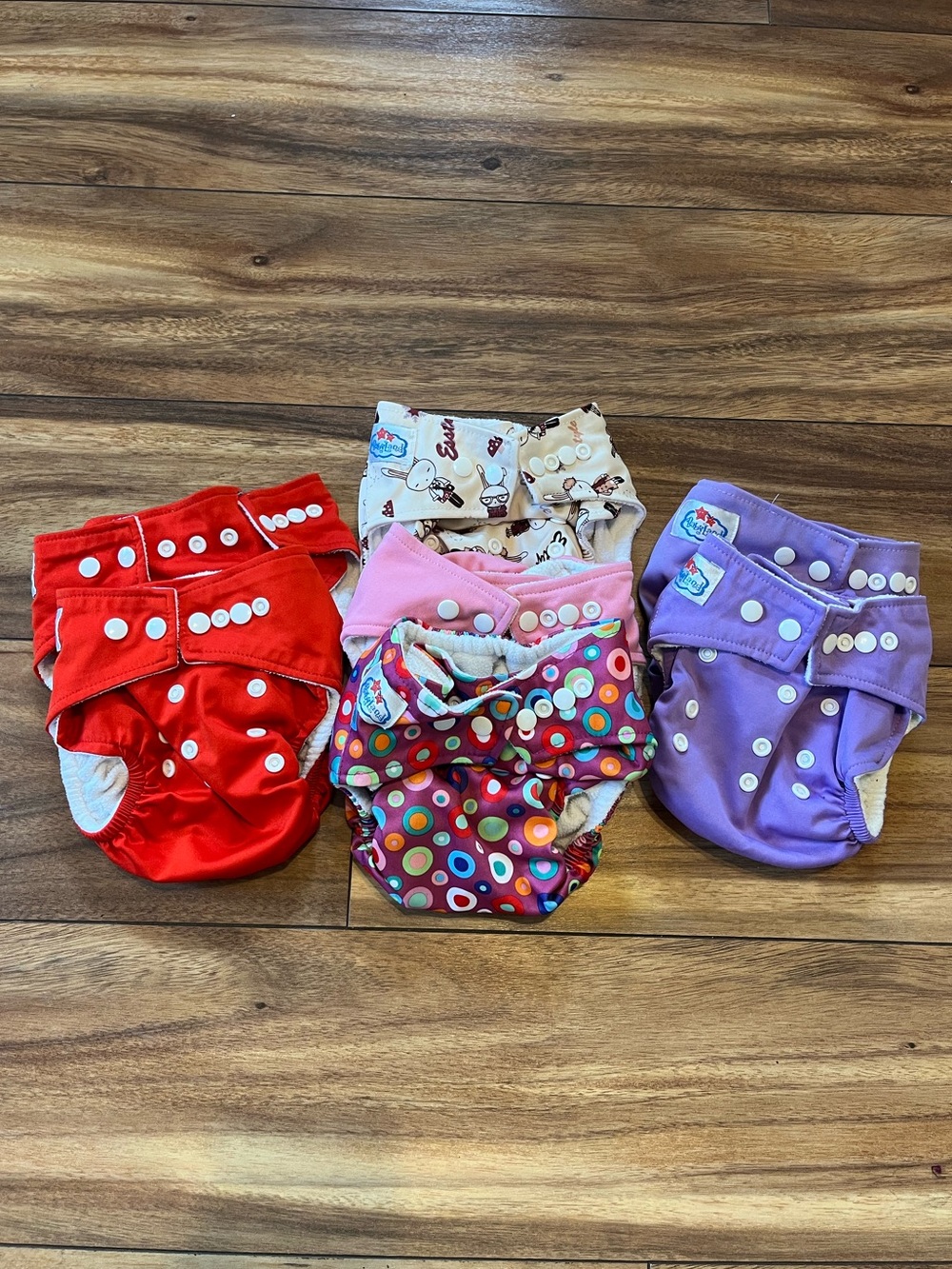Lot of 7 NB colorful cloth diaper shells (no inserts) small cloth pocket diapers